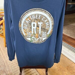 Realtree Navy Long Sleeve Tee with Camo RT Emblem